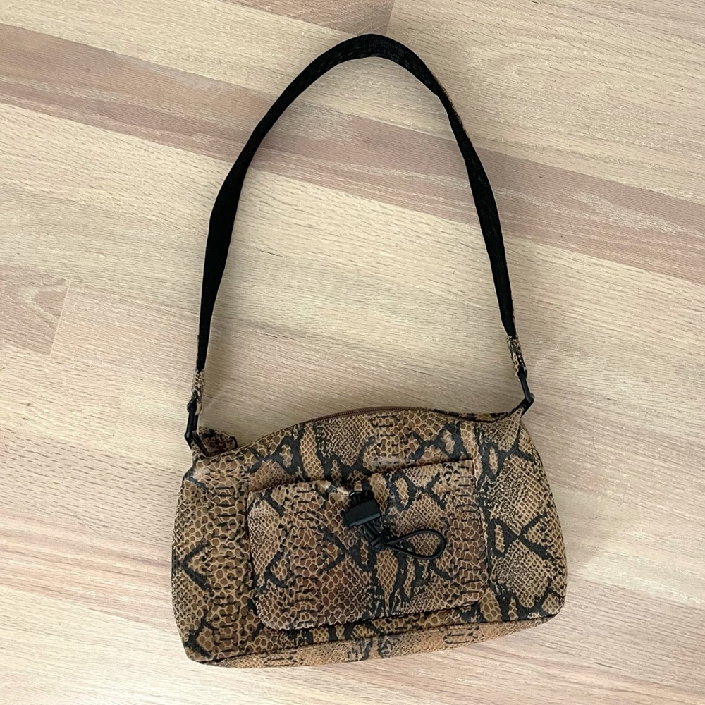 Gianni Bini Brown Snakeskin Print Shoulder Bag